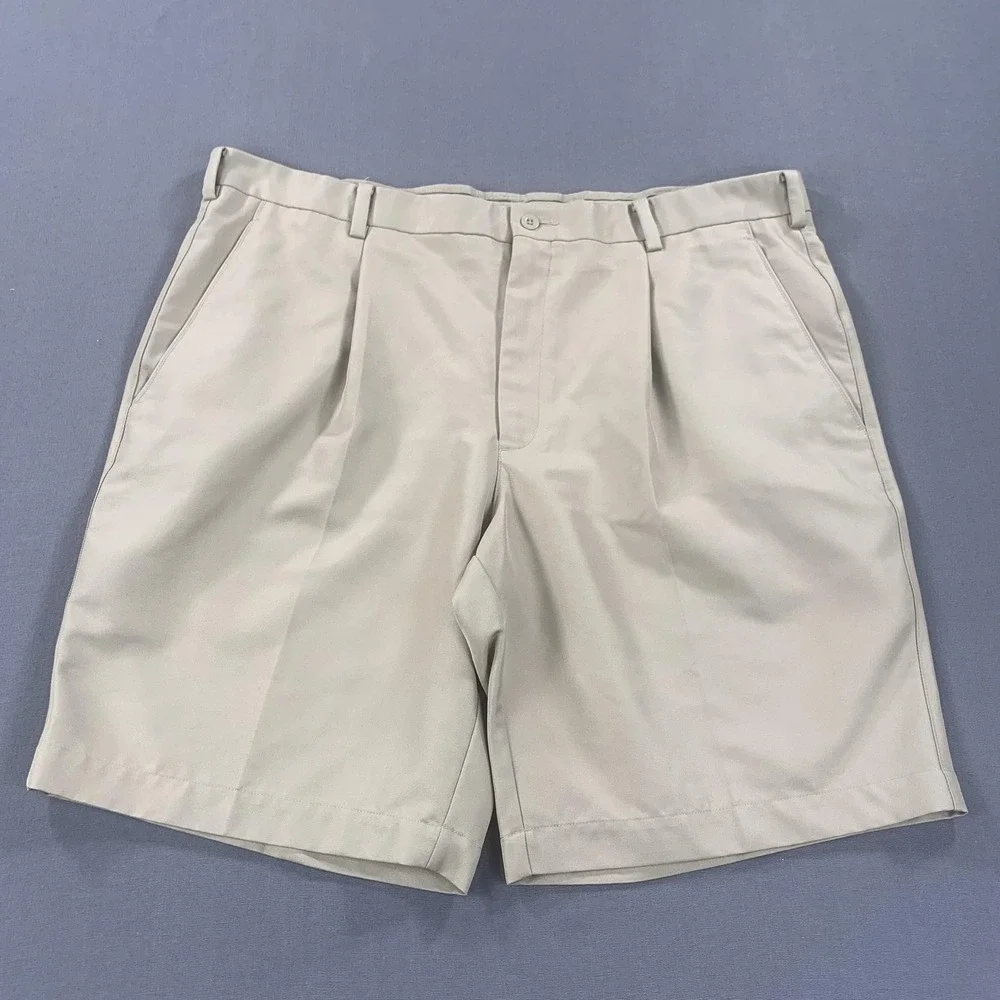 Nike Golf Tour Shorts Men 40 Khaki‎ Pleated Performance Sticky Waist Stretch EUC